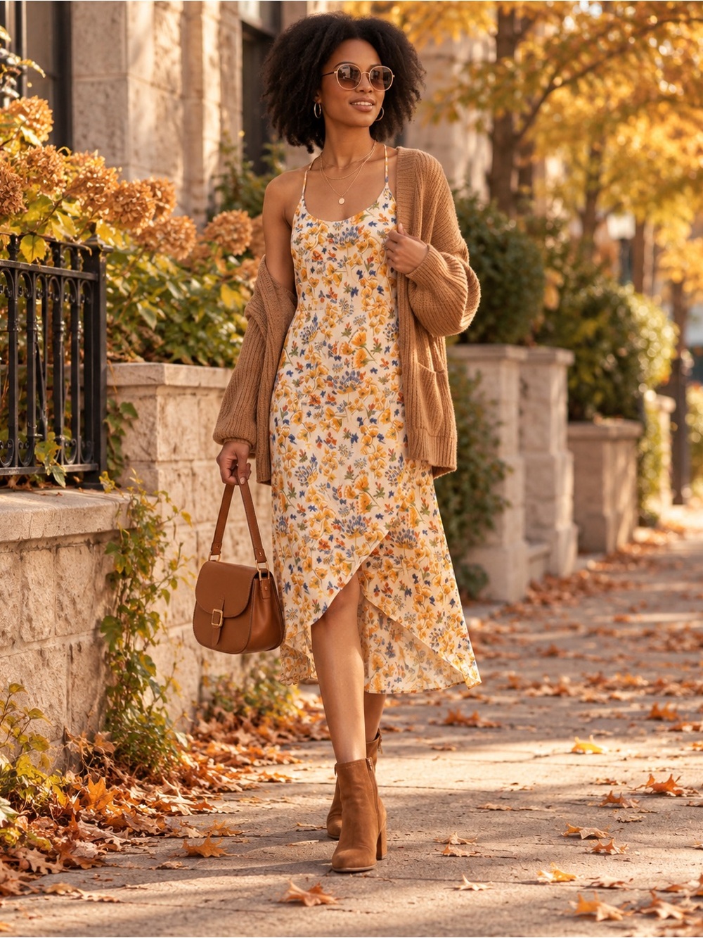 Ganni Bini Yellow Blue Floral Slip Dress L Cottagecore Romantic Prairie Midi
